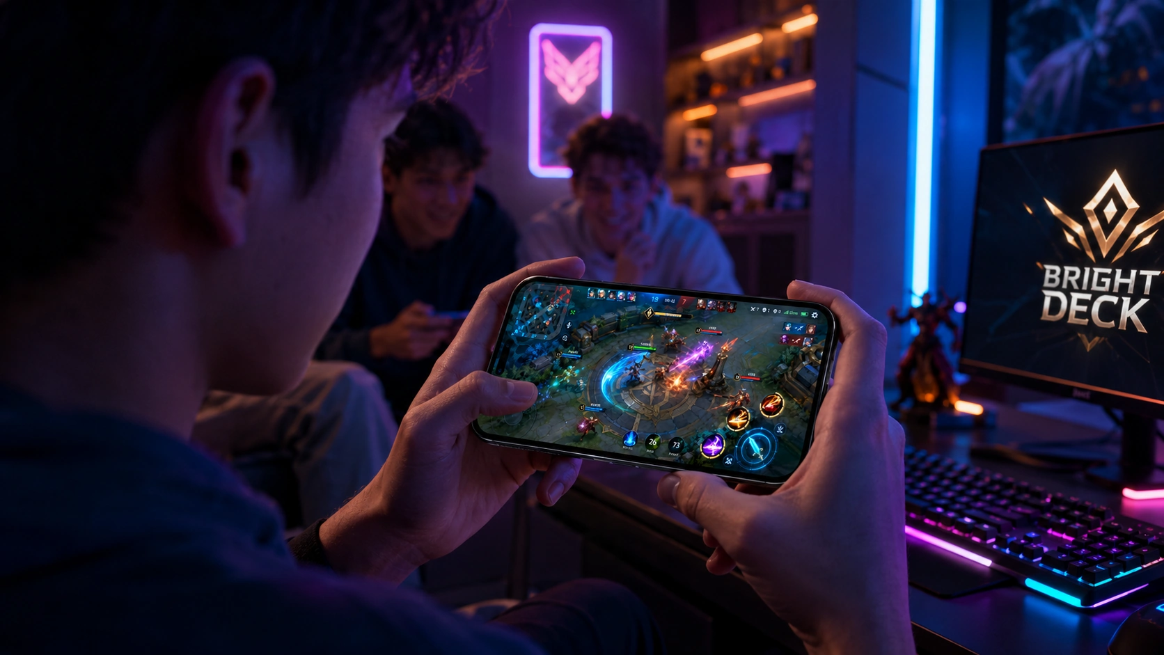 Mobile device displaying a Bright Deck live match